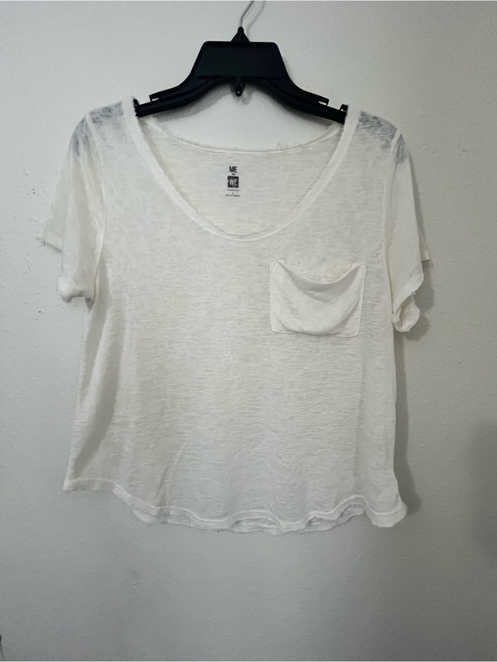 ME Makeover Essentials White Pocket Scoop Neck Tee